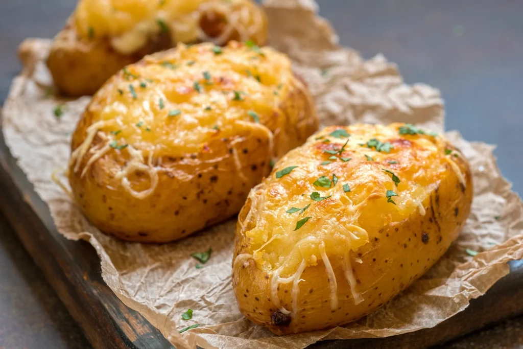 Recept za brzu i laganu hranu od punjenog krumpira s sirom i sirom pečenim